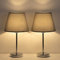 LIANTRAL Set di 2 lampade da comodino grigio – Moderna lampada da tavolo per camera da letto, soggiorno, lampada con base in metallo e paralume in tessuto