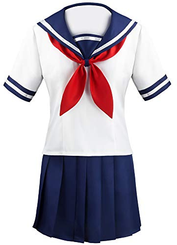 WKDTWCOS Disfraz de anime Yandere Simulator Ayano Aishi Yandere Chan para mujer, uniforme escolar, marinera japonesa (XXL, blanco)