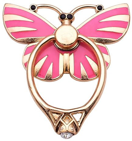 RK TECH Phone Ring Bracket holder, Butterfly Diamond Shape Finger Grip Stand Holder Ring Car Mount Phone Ring Grip Smartphone Ring stent Tablet (Butterfly Light Pink)