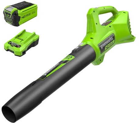 Greenworks 40V (100 MPH / 350 CFM / 75+ Compatible Tools) Cordless Axial Leaf Blower, 2.0Ah Battery and Charger Included
