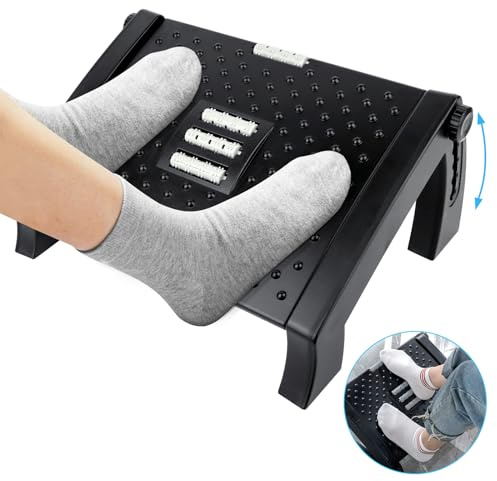VFANDV Repose-pieds Sous le Bureau, Repose-Pieds Réglable en Hauteur Repose-Pieds Ergonomique Repose-Pieds, Antidérapant avec Fonction Massage pour la Maison le Bureau et Les Voyages