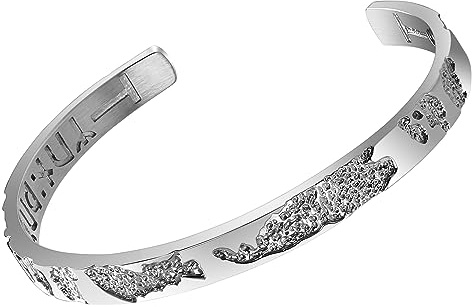 murtoo Power of Poseidon - Pulseras para hombre, joyería de acero inoxidable, grabado en 3D, ondas marinas, escamas de pescado, pulsera vikinga, elegante, duradera, abierta, regalo para hombre, 8 inch