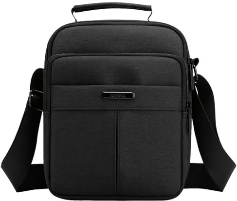 A-QMZL Herren-Umhängetasche, Vintage, Umhängetasche, klein, Segeltuch, Schultertasche, Crossbody Schultasche, Tasche, Handtaschen für Reisen, Freizeit, Urlaub, Schwarz , Freizeit