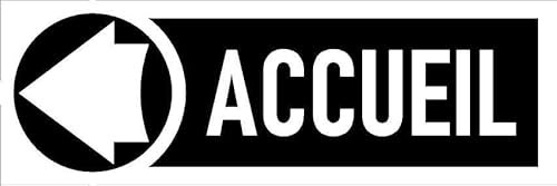 Welcome, left pointing arrow, informational sign FR087 - Self adhesive sticker (150mm x 50mm)