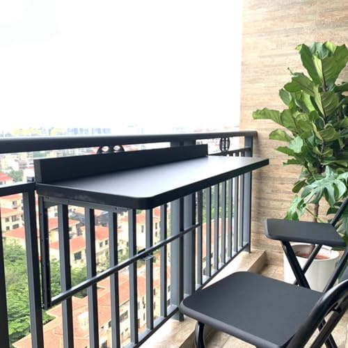 Tavolo Pieghevole da Balcone sospeso, 5 Altezze Regolabili Tavolo con ringhiera Regolabile a Parete per Patio,Tavolo da Appendere per Giardino, Terrazza, Cortile, Tavolo da Ringhiera Ribaltabile