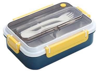 MerwDeeyt Lonchera Bento, contenedor de almuerzo de acero inoxidable 304, caja bento aislada a prueba de fugas, contenedor portátil con juego de cubiertos, contenedor apilable reutilizable con