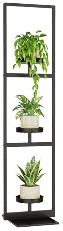 Wcybym Eck-Pflanzenregal | Metall-Blumentopfhalter | 3-stöckige hohe Zimmerpflanzen-Display | Multi-Gartenregal | Pflanzenregale | vielseitiger platzsparender Pflanzgefäßständer für Haus und Garten