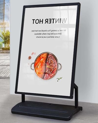 Blazea Plakatständer Plakatständer mit Schwarzem Metallrahmen, Außen-Schilderhalter für Gastronomiebetriebe, Wetterfeste Sandwich-Schilder 60 X 90 cm