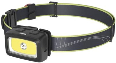 Hama Stirnlampe LED (Kopflampe Stirnlampe Batterie, 7 Licht inklusive rotem und grünem Licht, COB LED, SOS Pfeife, verstellbarer Neigungswinkel, IP44, stromsparend, robust, ideal auch für die Jagd)