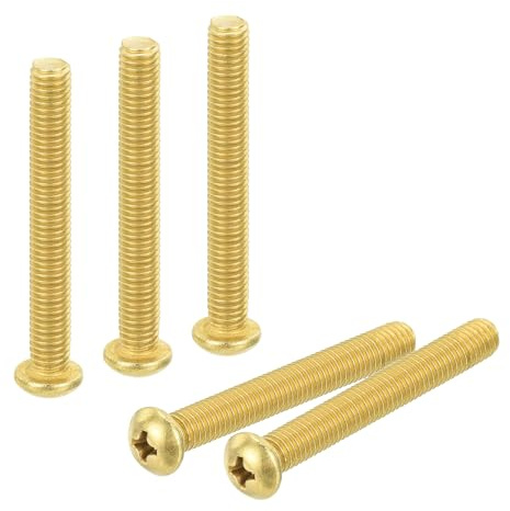 QUARKZMAN 12 Stück Messingschrauben Kreuzschlitz M5x40mm Messingfarbe | Phillips Messing Maschinenschrauben, Pan Head Befestigungsbolzen, Für Möbel Büroausstattung Elektronik
