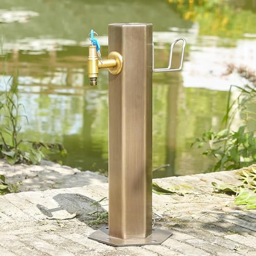 Colonna d'Acqua da Giardino in Acciaio Inossidabile per Esterni - Fontana antigelo Indipendente con Supporto per Tubo Flessibile (86,4 x 20,3 cm) per un'elegante Progettazione del Paesaggio