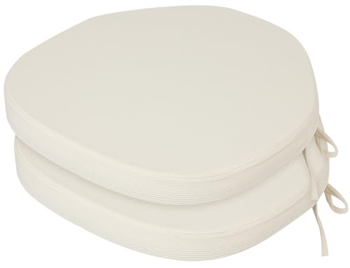 PRIMEPATIO Stuhlkissen 40x40x5cm, 2er Set mit waschbarem Bezug, Beige | Hochdichte Schaumstoffauflage mit Bändern für Küchenstuhl, Esszimmerstuhl und Gartenstuhl, geeignet für Indoor und Outdoor