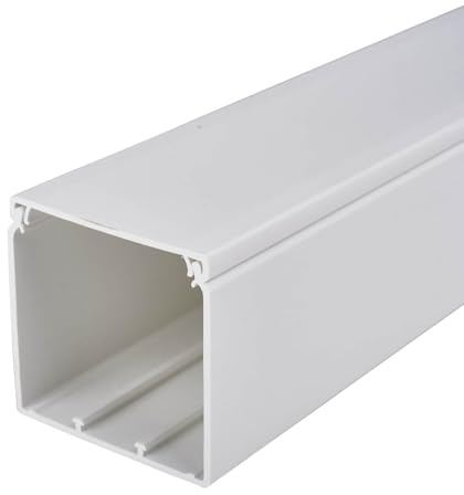 50mm x 50mm 2 x 2 PVC White Electrical Cable Cover Maxi Trunking + Bends (2 x 1mtr 50mm x 50mm Trunking)