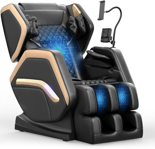 NAGLIFOR Sillón de Masaje, sillón reclinable de Cuerpo Completo con 14 Rodillos, 8 Bolsas de Aire, función de calefacción, Masaje de pies, Altavoz Bluetooth, Control Remoto táctil