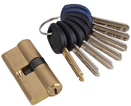 Schliebzylinder 30/30,Halbzylinder Thumb Turn Profil Zylinderfass 5 Pin Lock Messing Satin 65mm (32,5x32.5mm)