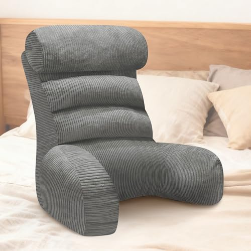CAIEJSAEN Lesekissen mit RüCkenlehne für Erwachsene mit Armlehnen Abnehmbarer Waschbarer Bezug RüCkenstüTze Geeignet Rückenkissen Bequem zum Sitzen Lesen Fernsehen in Boden oder Sofa (Dunkelgrau)