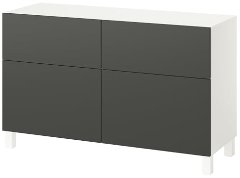 ProTuning BESTÅ Aufbewahrungskombination mit Türen/Schubladen, Weiß/Lappviken/Stubbarp dunkelgrau, 120 x 42 x 74 cm