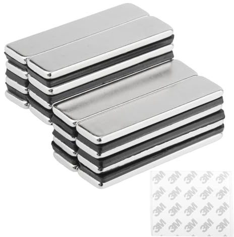 LEIMEND 16 Pezzi Magneti Neodimio 40x10x3mm Calamite Potenti Calamite Adesive Magneti Rettangolari con Adesivo per Lavagne Bianche Frigoriferi Bacheche Officine e Lavagne Magnetiche