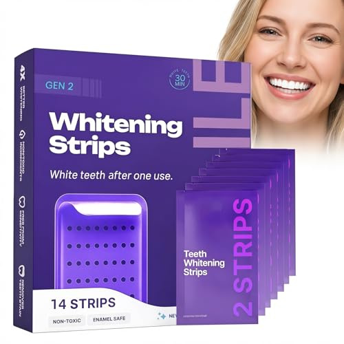 DrDent PURPLE WHITENING STRIPS, Bande Blanchiment Dentaire Violet sans Peroxyde, 42 Bandes Blanchissantes Dents avec Formule PAP+ pour un Sourire Éclatant à la Maison (1 Stück - 14pc)