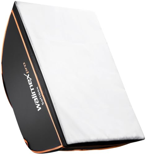 Walimex pro Orange Line Softbox 80x120cm, girevole a 360°, Sagomatore di luce per foto e video, incluso diffusore ideale per studio fotografico