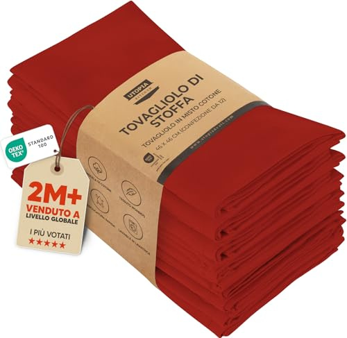 Utopia Kitchen Stoffservietten [12er Pack, Rot] 46x46 cm Waschbare Tischservietten für Hotel, Mittagessen, Restaurant, Hochzeiten, Veranstaltungen und Partys