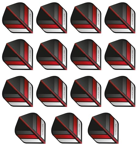Hardcore XT Schwarz and Red Stripe Extra Dicke Standard Dart Flights - 5 Sätze pro Packung (15 Dart Flights insgesamt)
