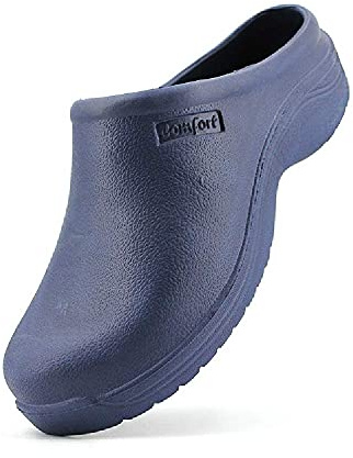 JOMIX Zuecos Sanitarios Mujer Calzado de Trabajo Hospital Cocina Jardín Zuecos Ergonómicos con Punta Cerrada Fabricados en Europa, Navy Azul, 37 EU