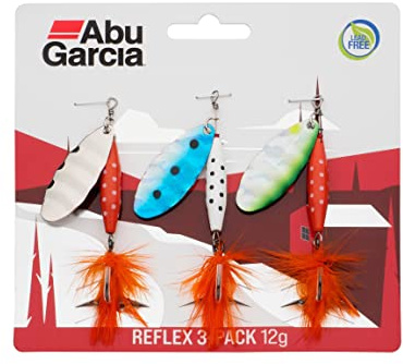 Abu Garcia Reflex Spinner Köder – 3er Pack – Stromlinienförmiger Weitwurf-Spinnerblatt-Angelköder für Barsch, Seelachs, Meerforelle, Lachs