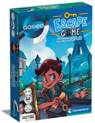 Clementoni Escape Game - Abenteuer in Paris - spannendes Gesellschaftsspiel zum Knobeln & Rätseln - Familienspiel mit Hinweiskarten & Requisiten ab 8 Jahren 59268
