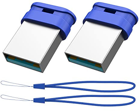 K&ZZ 32GB USB Flash Drive 3.0 with Lanyard 2 Pack 32 GB USB 3.0 Thumb Drive Ultra High Speed Small Memory Stick 32GB USB Drive Pendrive, Blue