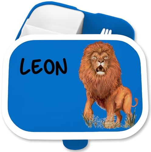 Brotdose Kinder Campus für Mepal - Löwen - Löwe Löwenmotiv Löwenmähne König der Tiere - 750 ml - Blau - lunchbox-löwe lion lunchbox geschenke kindergartenstart leo brotzeitdose tieren tier