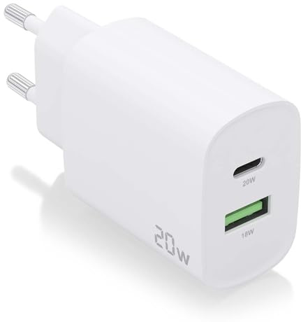 CARGADOR AISENS 20W 1XUSB-C PD3.0 1XUSB-A QC3.0 BLANCO