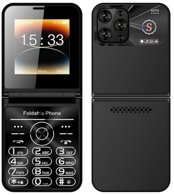 Cuifati Klapphandy für Senioren, Große Tasten, Lauter Ton, 2,6-Zoll-Doppelbildschirm, 4 Karten, 4 Standby-2G-Klapphandy mit Schnellwahl-Bluetooth-Musikplayer, LED-Taschenlampe (Black)