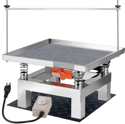 BIZOEPRO Concrete Vibration Table, 110V 50W, 13.78x13.78in 35x35cm Stainless Steel 44 lbs, With detachable and adjustable bracket, Speed Controller, Vibrating Test Bench, Remove Air Bubbles Level Tool