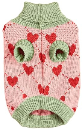 Hundstickad tröja,Tröja för hundar | Hundtröja kläder,Stickad tröja Turtleneck Pullover, Heart Puppy Sweater, Winter Coat Cat Sweater, Cold Weather Dog Coat