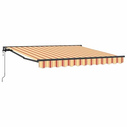 Tenda da sole elettrica in tessuto, 300 x 250 cm, allungabile, giallo e arancione, perfetta protezione solare per terrazza e giardino, durevole e resistente alle intemperie