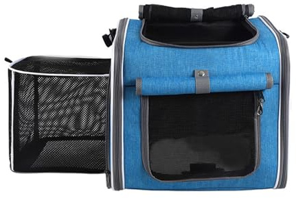 Xiuganpo Panier de Vélo pour Animaux de Compagnie, Panier de Vélo Extensible de Grande capacité pour Chiens Chats avec Support de Guidon à Dégagement Rapide, Tissu Oxford, pour Les (Blue)