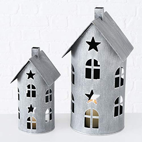 Metall Laterne im 2er Set - Höhe der Laternen: 40/28 cm - Deko Windlicht Haus Kerzenhalter für Innen und Außen