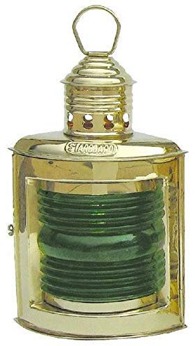 Positionslampe Steuerbordlampe grün Schiffslampe Messing 23cm Petroleumbrenner Steuerbord Lampe