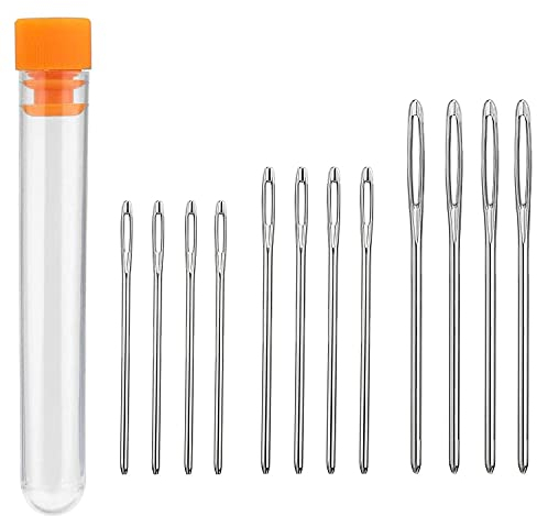 Stopfnadeln Nähen Nadeln Set 12 STK Stumpfe Nadeln, Sticknadeln, Großäugige Stumpfe Nadeln, Großäugige Gerade Nadeln (5,2 cm, 6 cm, 7 cm) mit Transparenter Flasche (12 PCS)