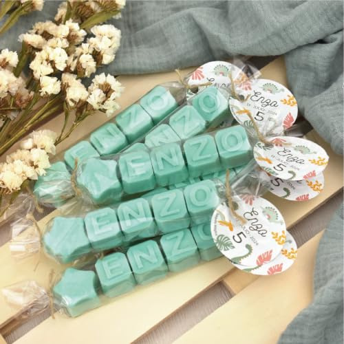 Jabones Personalizados.-Letras de Jabon con tu Nombre.Eventos.-Regalos personalizados (verde esmeralda, pack 20 ud)