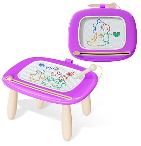 Kikidex Kleinkinder Spielzeug Alter 1-3, Magnetisch Zaubertafel, Mädchen Spielzeug für 1-2 Jahre, Magic Painting Board Lernspielzeug für 1 2 3 Jahre Baby Kinder, Geburtstag Geschenk (Violett)