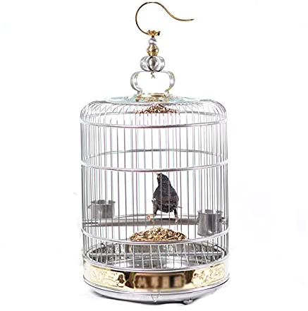 Vogelvoliere vogelkäfige Deluxe Edition Pure Edelstahl Vogelkäfig Großer Bruder Käfig Großer Papagei Starling Runde Vogel Käfig Vogelhaus (Size : 45CM)