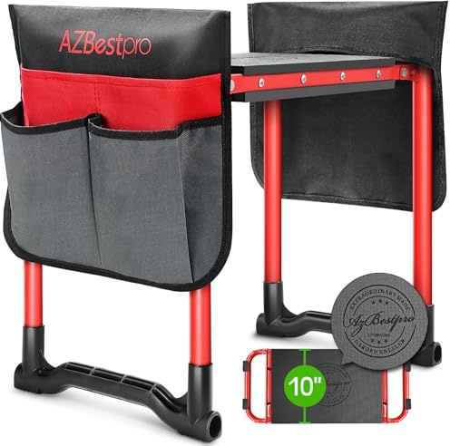AZBESTPRO Garden Kneeler and Seat Heavy Duty,Upgraded Foldable Gardening Stool Widened to 10 Stable Wear-Resistant Prevent Knee and Back Pain, Bench High-End 2 Large Tool Bags Gift for Women