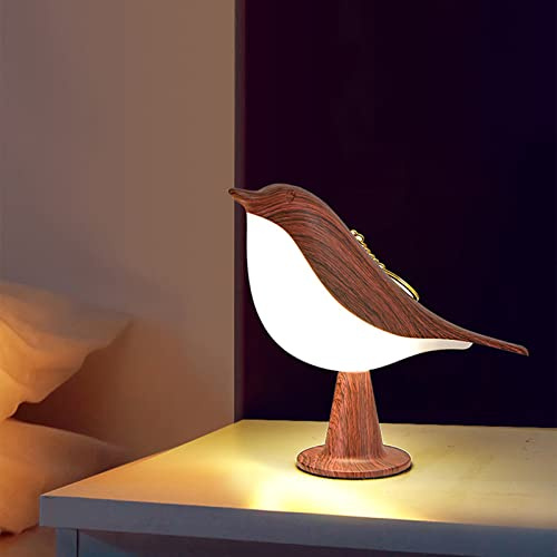 Comodino Touch Control Lampada da Tavolo Lampade Aromatiche Lampada da Comodino a LED a Forma di Uccello Carino con Porta di Ricarica USB Dimmerabile a 3 Vie Luce Notturna Creativa Lampada da(Mogano)