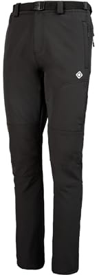 Izas - Pantalón de Senderismo para Hombre - Pantalón Trekking Impermeable y con Bolsillos de Cremallera - Bajo Ajustable Que Protege del Frío - Secado Rápido - Vinson Negro - XL