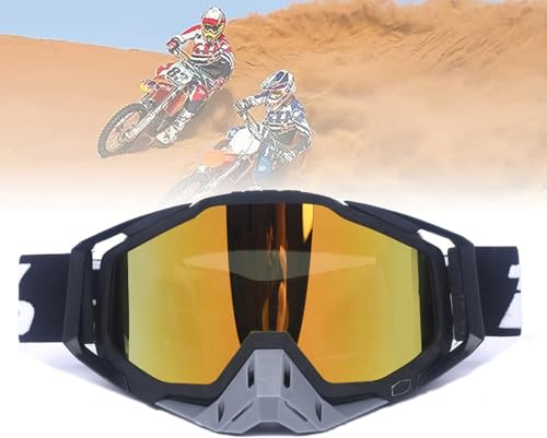 Hochwertige Motorradbrillen, Motocross Brille, Motocross-Brille Mit Verspiegeltem, Geeignet Für Motorräder, Rennwagen, Offroad-Rennen, Offroad-Motorräder, Mountainbikes, Ski- Oder Offene Helme Usw