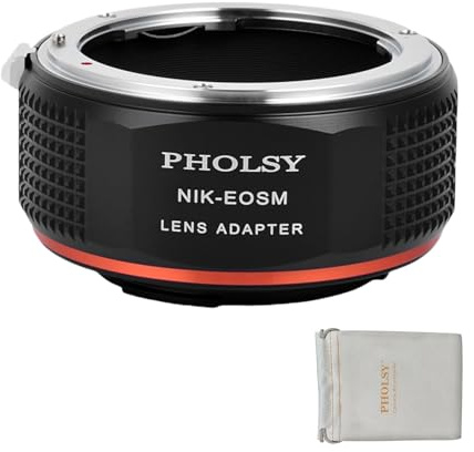 PHOLSY Adattatore Manuale Compatibile con Obiettivo Nikon F su Canon EF-M | Compatibile con Obiettivo Nikon F e Fotocamera Canon EOS-M (EF-M), Nikon F a EF-M, Nikon F su EF-M, AI su EOS-M