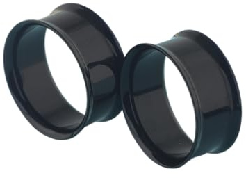 Decentraland 2 st svarta enkla dubbla utsvängda öronmätare i akryl öronproppar tunnlar kroppspiercing smycken 2 g (6 mm), 3/4(20mm), Akryl