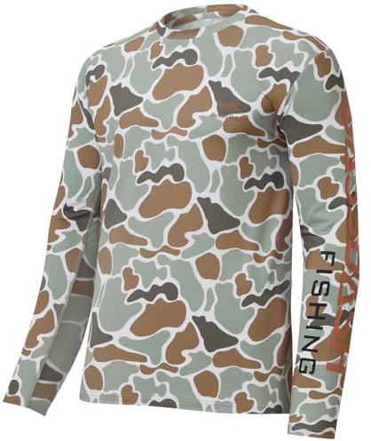 BASSDASH Men’s Camo Fishing Shirts UPF 50+ Long Sleeve Quick Dry Lightweight T-Shirts for Outdoor Hiking Kayaking FS37M